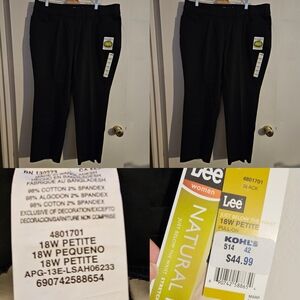 SIZE 18W LOT BUNDLE LEE NATURAL FIT STRETCH PANTS BLACK 2 PAIRS